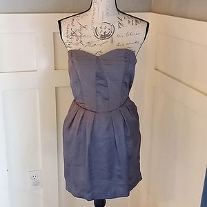 BCBGeneration Formal Strapless Gray Metallic Dress Sz XXS